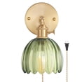 thumbnail image 1 of Lámpara de pared Shenmoyl Green Tulip Glass Plugin con cable, 1 of 8