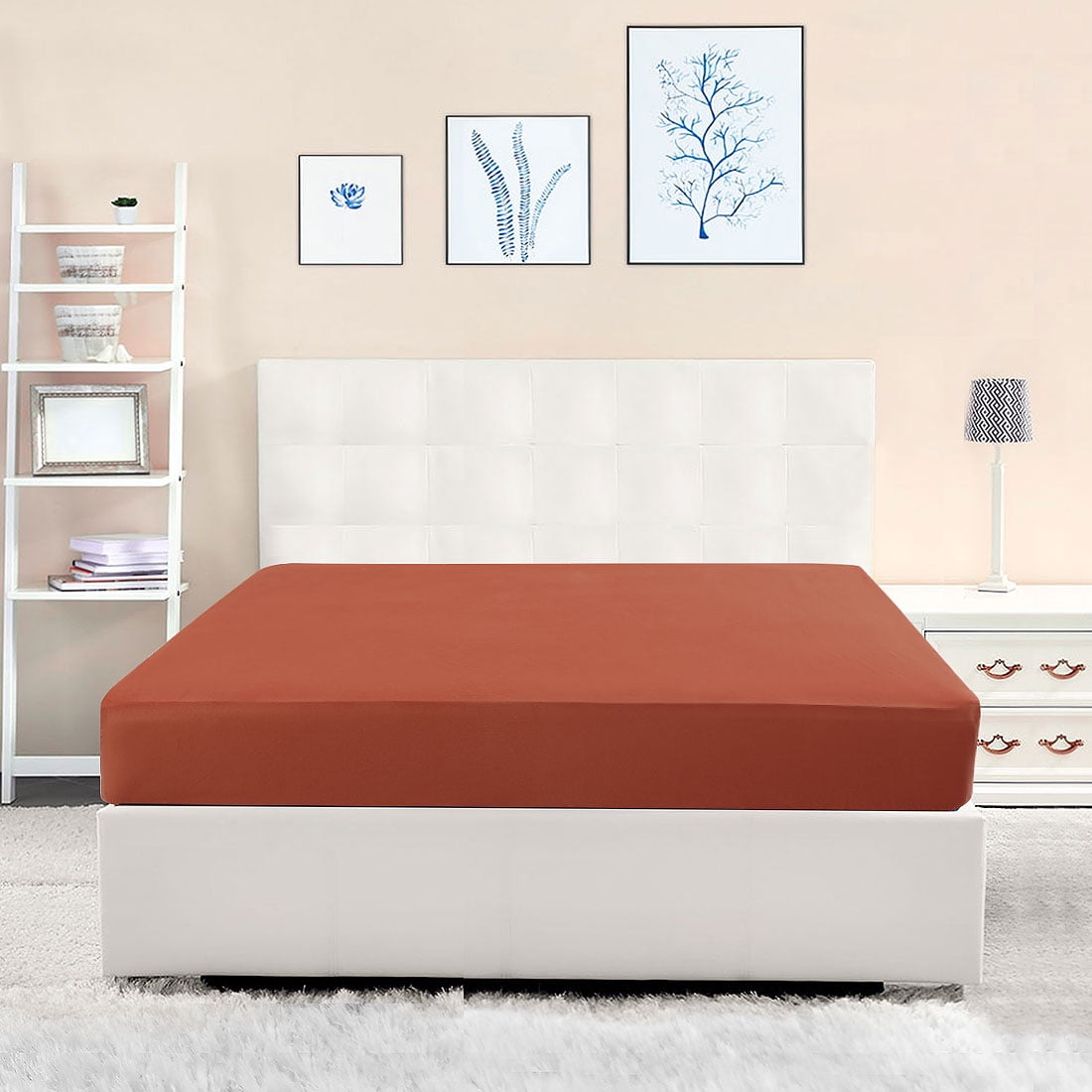 Brushed Microfiber Bed Fitted Sheet Mattress Protector Cover Solid Bed