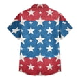 thumbnail image 4 of Men's Glitter Star & Stripe American Flag Hawaiian Shirt - 4-Way Stretch Short Sleeve Patriotic Button Down Red XL, 4 of 6