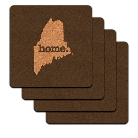 

Maine ME Home State Low Profile Cork Coaster Set - Solid Dark Grey Gray