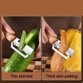 thumbnail image 6 of Multi Functional Vegetable Peelers for Kitchen, Ultra-Sharp Stainless Steel Blade & Ergonomic Wood Handle Kitchen Tool for Fruits, Vegetables, Pelador de Papas Pumpkin Papaya Zucchini(3pc), 6 of 8