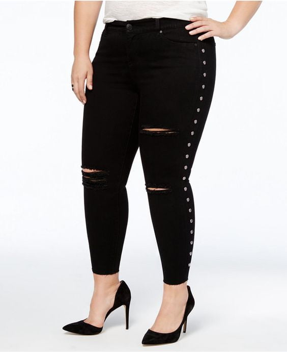 Celebrity Pink - Studded Ripped Jeans - Plus Size - 24W - Walmart.com