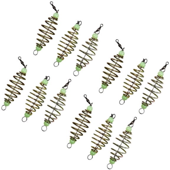 12Pcs Luminous Carp Fishing Feeder Coil Inline Method Fishing Tackle Bait Thrower In-Line Method Lures Cage Basket Baits,12 * fishing tackle luminous beads,green