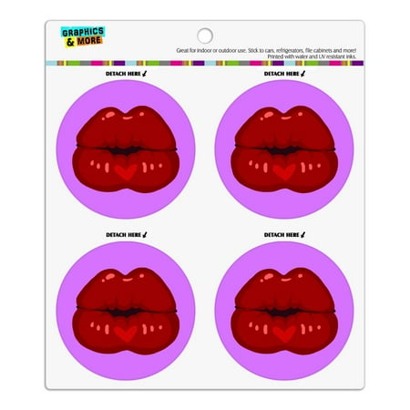 

Seductive Luscious Kiss Lips Pucker Refrigerator Fridge Locker Vinyl Circle Magnet Set