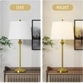 thumbnail image 4 of Maxax Modern Industrial Buffet Table Lamps 26" High Set of 2 Gold Metal White Drum Shade for Living Room Bedroom Bedside Office, 4 of 7