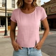 thumbnail image 2 of DeHolifer Women's T-Shirts Casual Cap Sleeve Solid Color Crewneck Lightweight Summer Tee Top Pink M, 2 of 7