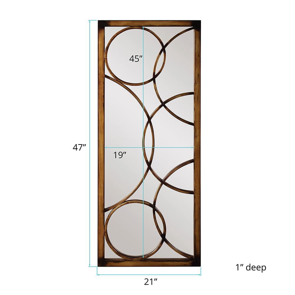 Tyler Dillon Rectangular Metal Framed Bronze Wall Mirror with Circular Overlays - Brushed Bronze