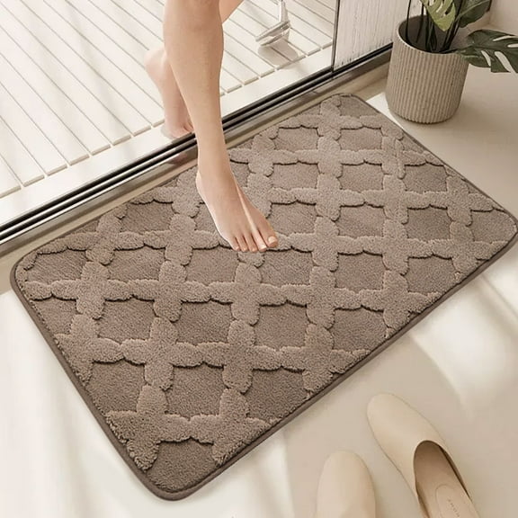Cinvoph Bath Mat Soft Bathroom Rug Non Slip Super Absorbent Machine Washable Quick Dry Bath Rug for Bathroom tub 16"x24" Coffee