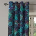 thumbnail image 3 of Ambesonne Floral Grommet Curtain, Psychedelic Flower Pattern, 50"x108", Indigo Laurel Green, 3 of 5