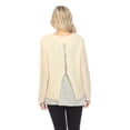 thumbnail image 4 of Simply Couture Women's Solid Keyhole Back Knitted Shimmering Sequin Crewneck Sweater Blouse, 4 of 5