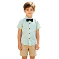 thumbnail image 4 of Fozruso Toddler Boys and Girls Short Sleeve Striped Dress Shirts Kids Classic Button-Down Shirts for Formal and Casual School, 4 of 7