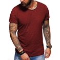 thumbnail image 1 of behype. Men's Basic Crewneck Casual Fashion Hipster T-Shirt Muscle Longline Tee Casual Premium Top D-1703 (S,Burgundy), 1 of 2