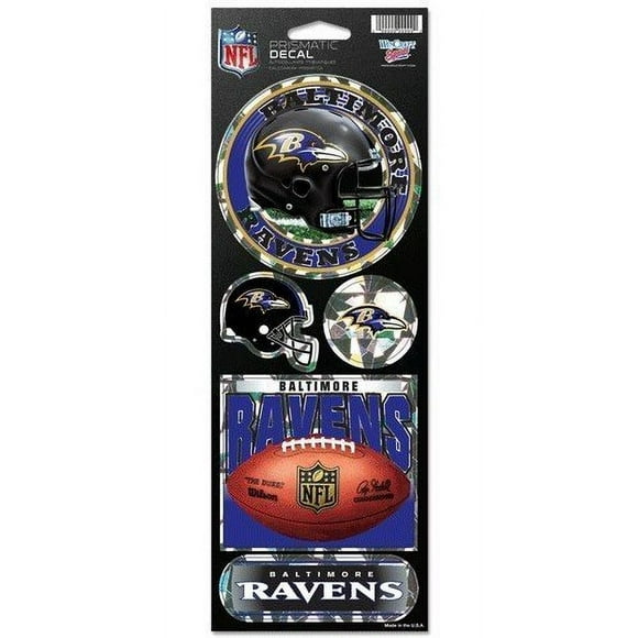 Pegatinas prismáticas de los Ravens de la NFL de WinCraft, color del equipo y tamaño único
