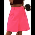 thumbnail image 1 of Pantalones Cortos de Verano para Mujer, con Cintura Elástica, Pierna y Hasta la Rodilla, con Bolsillos, Color Rojo Rosa M, 1 of 4