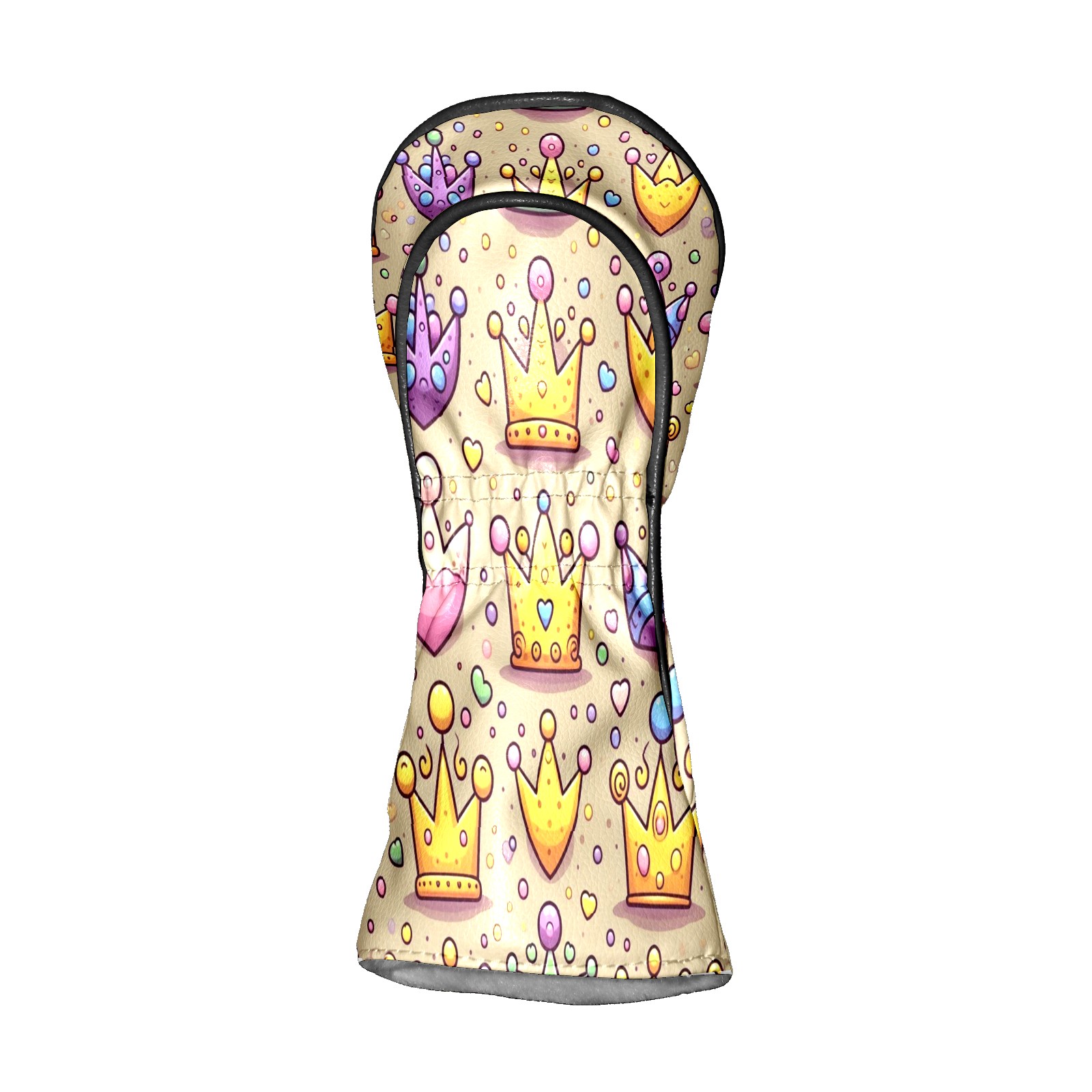 Golf Club Covers, Yellow Purple Crowns Premium PU Leather Driver Hybrid Putter Head Covers with Velvet Lining, Waterproof Golf Gifts for Men Women