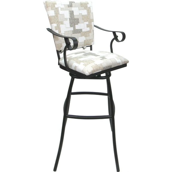 Aluminum Outdoor Indoor Bar Stool 30" Seat-Jenna PBArms-Craft White Fabric -Gray