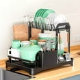 thumbnail image 2 of Efficient 2 Tiers Dish Drying Rack With Removable Drips Organizers Tray, 2 of 9