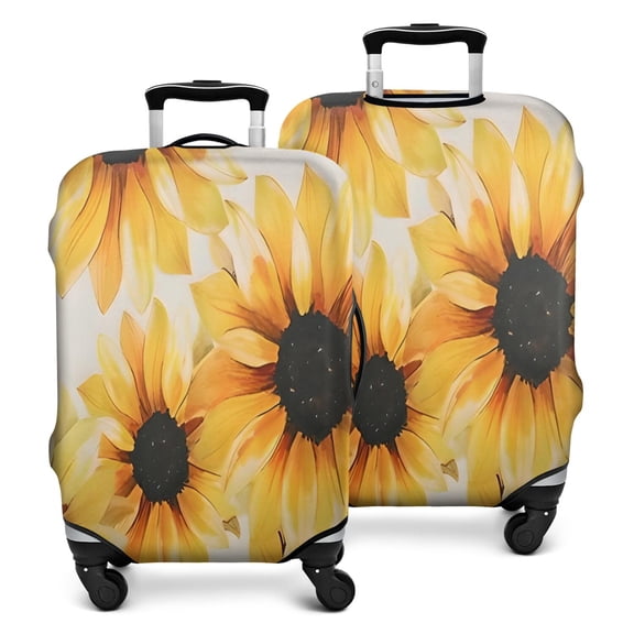 White Sunflower Pattern Luggage Cover Fashion Suitcase Cover Baggage Covers Fit 25-28 Inch Luggage (Go Travel)