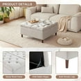 thumbnail image 4 of 35 Inch Extra Large Storage Ottoman Coffee Table, Oversized Square Ottoman with Storage, Tufted Upholstered Ottomans Coffee Tables for Living Room (Fabric, Light Grey), 4 of 7