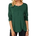 thumbnail image 1 of U.Vomade Women's Solid Button T-Shirt Long Sleeve Top, 1 of 5