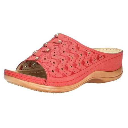 

Rdeuod Platform Sandals Casual Sandals Solid Color Platform Carved Ladies Slipper Sandals Womens Shoes