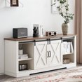 thumbnail image 6 of Merluxy Farmhouse TV Stand for 75"es TVs, 66" Entertainment Center with Adjustable Shelf & Feet, Console Table with Storage, Distressed White & Rustic, 6 of 8