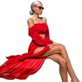 thumbnail image 1 of Fortune Femmes Cache-Maillots Bikini en Maille Transparente Hauts Courts Jupe 2 Pcs, 1 of 4
