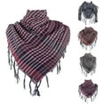 thumbnail image 6 of WINDLAND Colorblock Houndstooth Shemagh Scarf Keffiyeh Arab Head Wrap Shawl with Tassels, 6 of 21