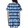 thumbnail image 6 of Rateoe Blue Squares Pattern Women's Short-Sleeved Pajama Set - 2 Piece Soft and Lightweight Sleepwear Set-Large, 6 of 7