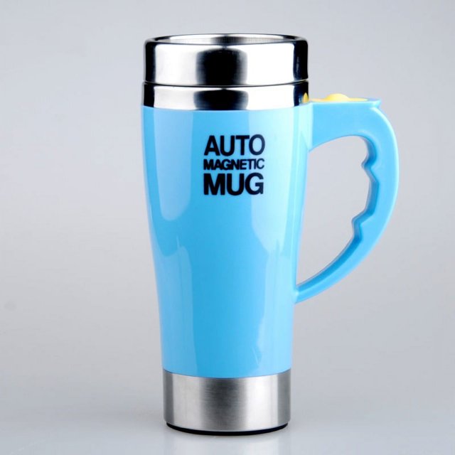 Taza de café con agitación automática, taza mezcladora eléctrica magnética automática, taza de viaje de acero inoxidable para café, chocolate, leche, té, oficina, hogar(Azul)(1 pieza)