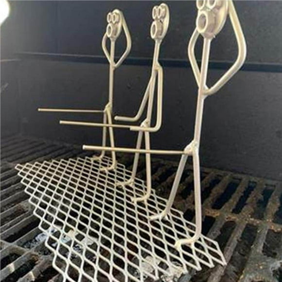 Metal Hot Dog Rack Funny 3 Guys Holding Head BBQ Stand Cleanable Sausage Roasting Holder Detachable Barbecue Tool Sausage Grill Stick for Barbecue Party Garden Camping