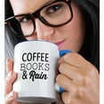 thumbnail image 2 of 3dRose, COFFEE BOOKS AND RAIN, 11oz Two-Tone Blue Mug, 2 of 7