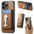 thumbnail image 1 of For Iphone 15 Pro Max Skin Feel Ring Holder Wallet Magnetic Phone Case(Brown),iPhone 14 Pro, 1 of 8