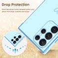 thumbnail image 4 of Compatible with Samsung Galaxy S22 Ultra Case for Women Cute Luxury Gold Heart Pattern Design Full Camera Protection & Soft TPU Shockproof Protective Plating Edge Phone Case,Light Blue, 4 of 12