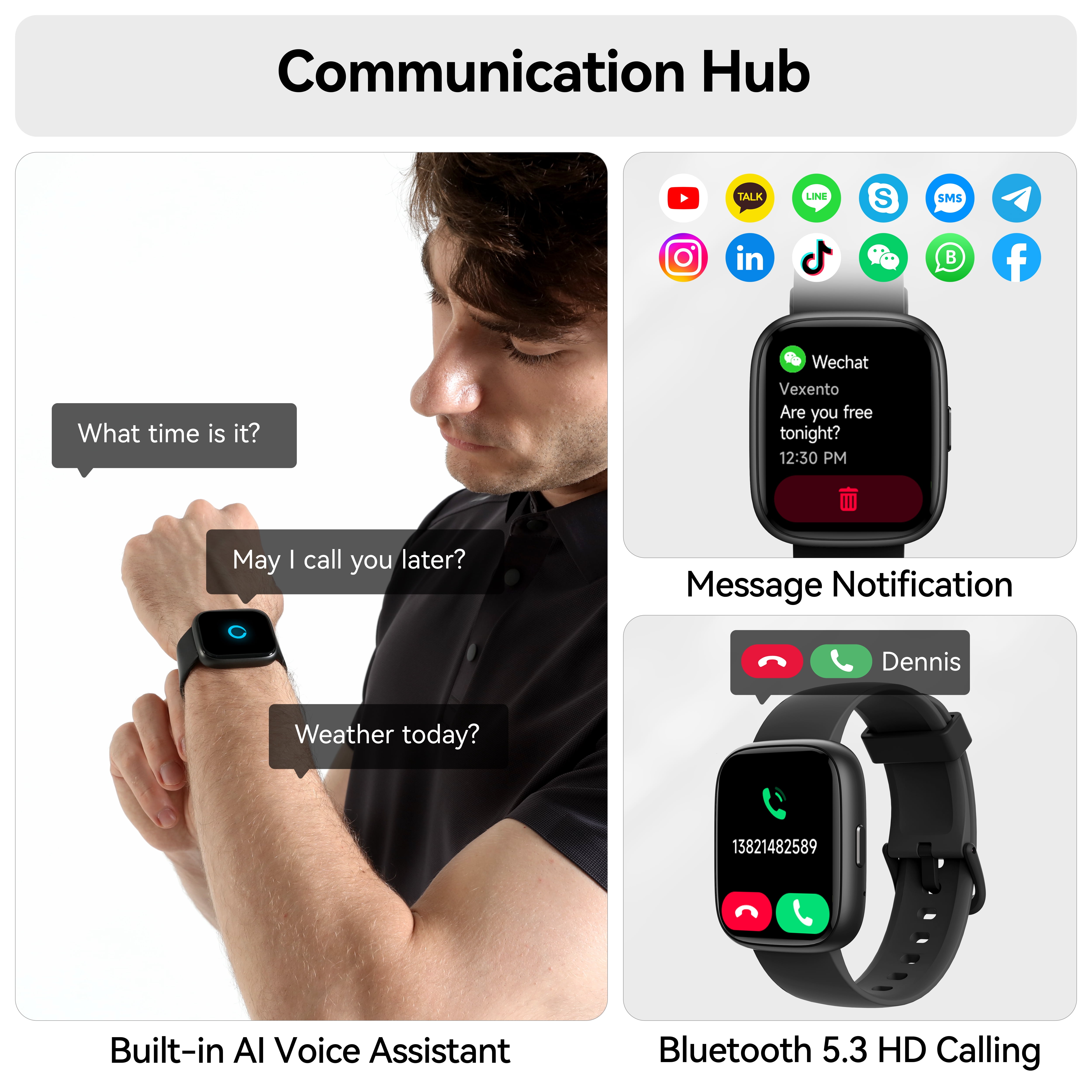 Smart Watch Fits for Android and IPhone, Smartwatch for Women Men with Alexa Built-in, 1.83" HD Touchscreen Fitness Tracker 120 Plus Sports Mode, Smart Watch with Bluetooth Call, IP68, for Gift Black