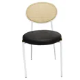 thumbnail image 4 of LeisureMod Euston Dining Chair with Wicker Back and Upholstered Round Seat – Modern Accent Chairs with White Steel Base Set of 4, 4 of 11