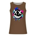 thumbnail image 4 of Dagegui Mens 3D Printed Tank Tops Funny Face Tooth Graphic Tees Plus Size Sleeveless Crewneck Shirts Casual Loose Party T-Shirts Brown L, 4 of 5