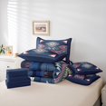 thumbnail image 5 of Homewish Tribal Aztec Adult Bedding Comforter Set 7pcs, Navy Triangle Abstract Queen Bedding Sets, Western Hippie Bohemian Reversible Queen Sheet Sets, Ultra Soft Bedroom Decor, 5 of 7