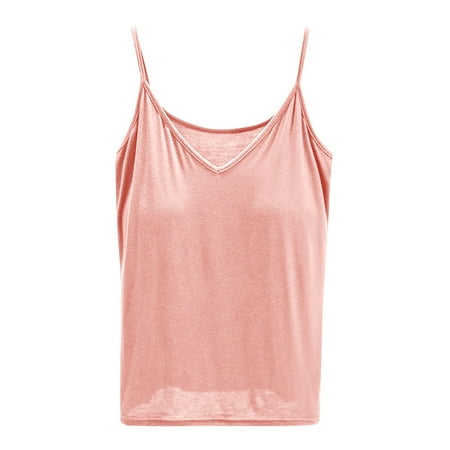 Tank Top for Women Sleeveless Cami Tops with Built in Bras Shelf Bra Padded Shirt 2024 Casual Tanks Loose Fitted Camis