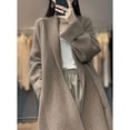 thumbnail image 2 of Cárdigan de punto coreano de otoño e invierno de longitud media a larga para mujer, suéter grueso de color sólido y cuello suelto, 2 of 5