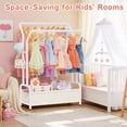 thumbnail image 7 of LZNIOZ Kids Clothing Rack Double Rod Clothes Rack with Bottom Storage Toddler Dress Up Rack, White, 7 of 7