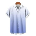thumbnail image 2 of ZCFZJW Men's Short Sleeve Button Up Hawaiian Shirt 1950s Vintage Bowling Shirts Casual Tie Dye Gradient Color Printed Summer Beach Vacation Tees Tops with Pockets Blue XXL, 2 of 6