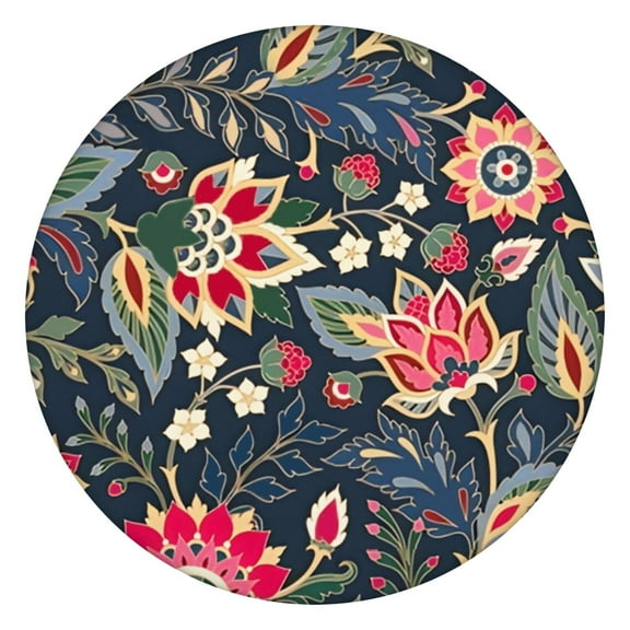 Tablecloth Round Floral Print Elastic Waterproof Cover for Kitchen Dining, Wipeable Backed Botanical Summer Rustic Tablecloth