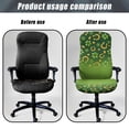 thumbnail image 4 of SCRAWLGOD St. Patrick's Day Comfortable Office Chair Cover Stretchy Breathable Rotating Chair Slipcover Easy to Install Desk Chair Slipcovers, Four Leaf Clover Horseshoes Gold Coin Green, S, 4 of 7