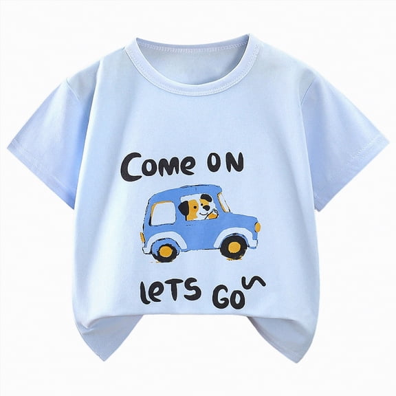 CAICJ98 Infant Toddler Baby Girl Boy Shirts 6 12 18 24 Months 2T 3T 4T 5T Unisex Short Sleeve Graphic Cute Animals Cartoon Print Comfort Crewneck T-Shirts (Sky Blue,2-3 Years)