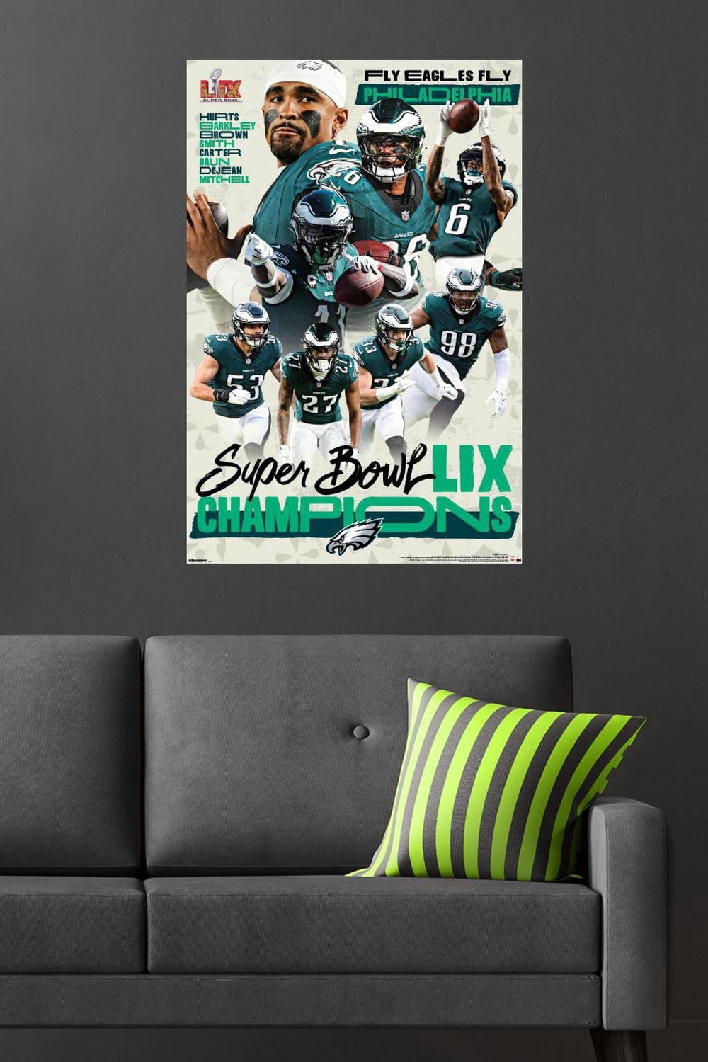 NFL Philadelphia Eagles - Super Bowl LIX Champions Wall Poster, 22.375" x 34" Framed