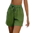 thumbnail image 3 of UVEASISHA Linen Shorts for Women Drawstring High Waisted Lightweight Shorts Summer Beach Vacation Short Pants with Pockets Green XL, 3 of 9