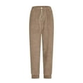 thumbnail image 3 of Posijego Women's Fuzzy Pants Loungewear Drawstring Jogger Pants Elastic Bottom Pajama Pants with Pockets, 3 of 6