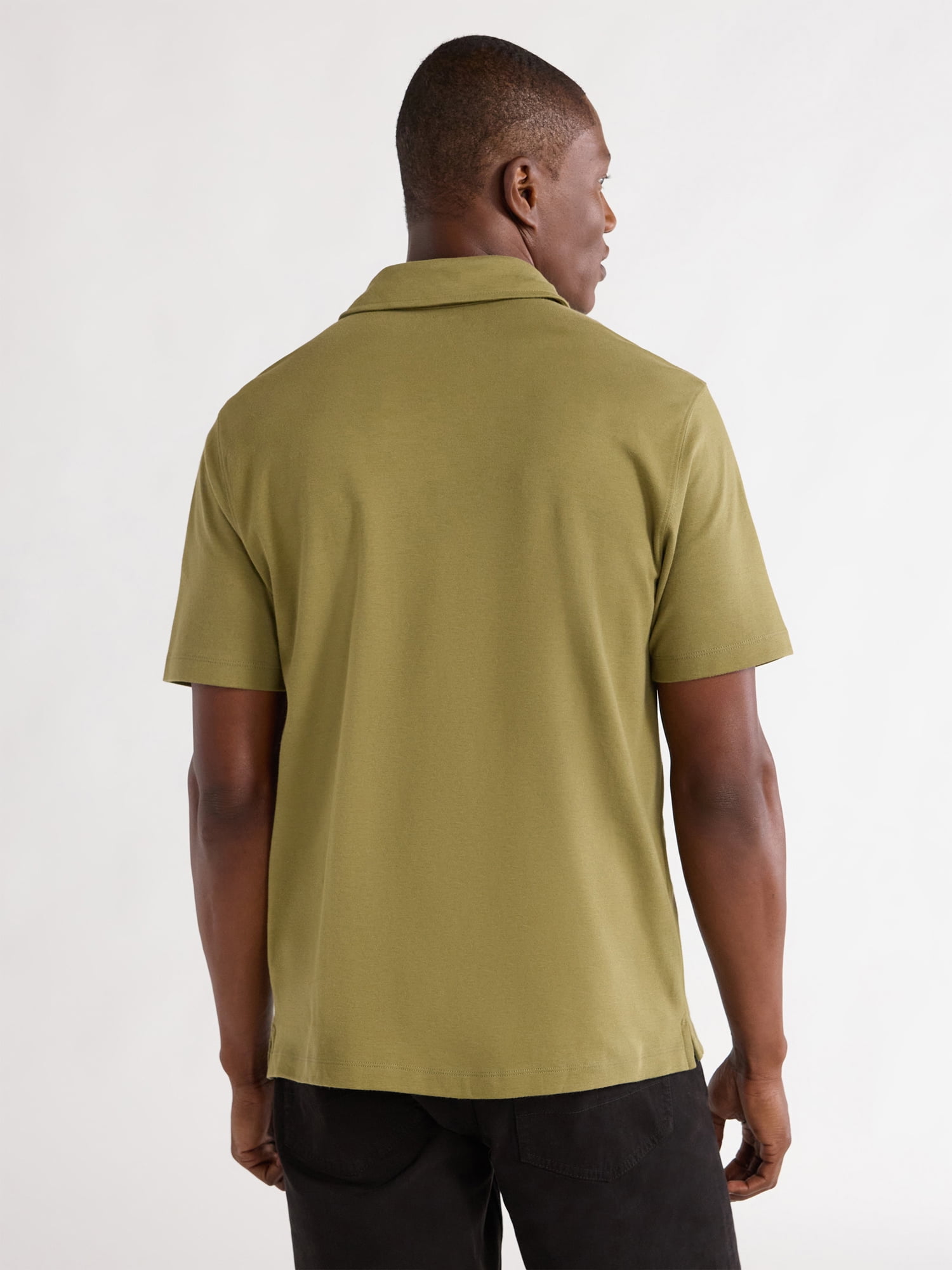 Free Assembly Mens Cotton Polo Shirt with Short Sleeves, Sizes XS-3XL