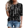 thumbnail image 4 of Domzest Half Sleeve Tops for Women Boho Floral Graphic Lightweight Shirt Loose Fit Crew Neck Summer Fall Tunic Tops Black XXL, 4 of 6